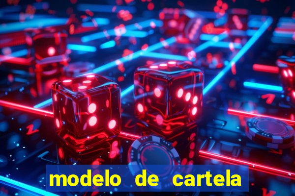 modelo de cartela de bingo em branco